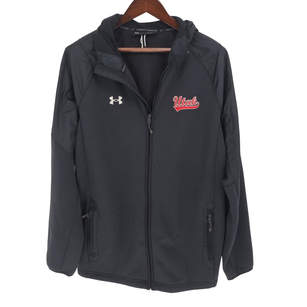Under Armour Utah Utes Full Zip Hooded Jacket Black Mens XL Tall 1360962
